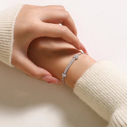 Horizontal Bar Moissanite Bracelet for Women Men S925 Silver 18k Gold Box Chain Minimalist Statement Party Jewelry Gift