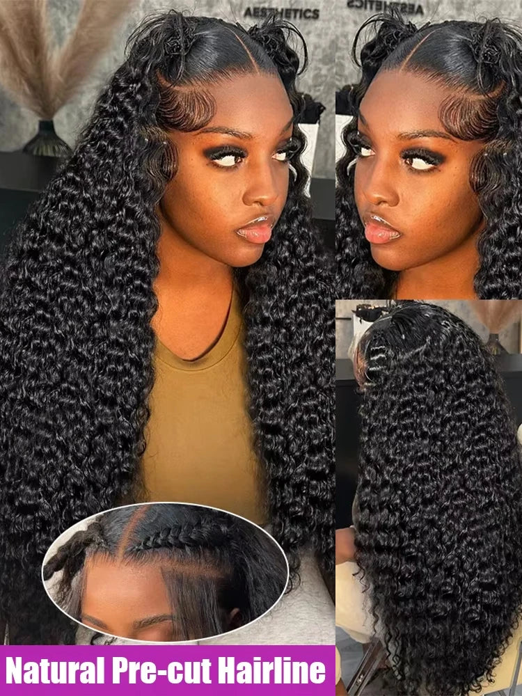 300% High Density Loose Deep Wave 40 46 50 Inch 13x6 13x4 HD Lace Frontal Human Hair Wig Brazilian 360 Full Curly Wigs For Women