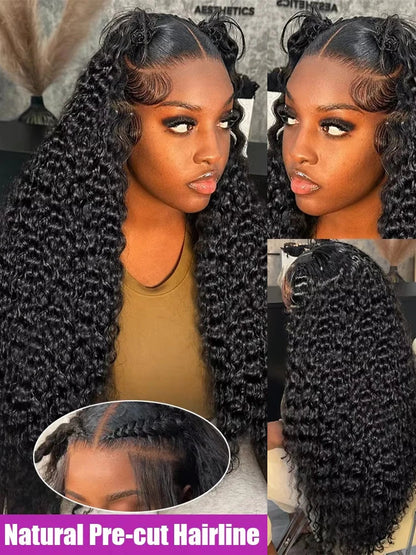 300% High Density Loose Deep Wave 40 46 50 Inch 13x6 13x4 HD Lace Frontal Human Hair Wig Brazilian 360 Full Curly Wigs For Women