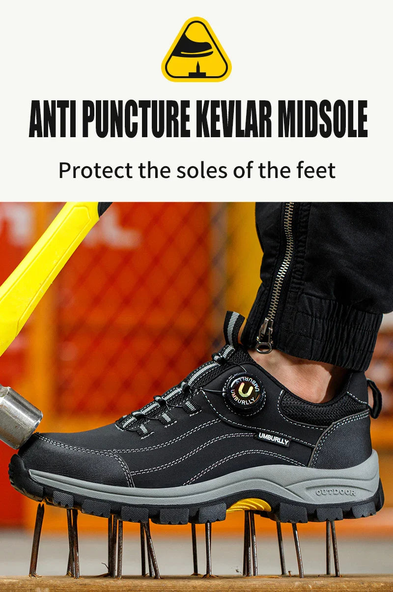 Men's Steel Head Safety Shoes Puncture And Smash Resistant Lightweight Sole Breathable Upper for Outdoor Workshop Work Shoes