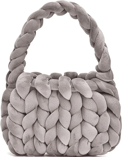 Velvet Bag DIY Hand Woven Bag Crystal Velvet Core Spun Yarn Woven Bag Hand-held Mailman Bag Velvet Handbag New