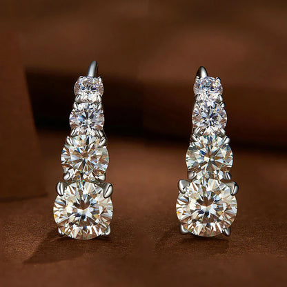 1.92ct 8 Stones D Color Moissanite Hoop Earrings For Women Anniversary Gift S925 Sterling Silver Stud Ear Fine Jewelry