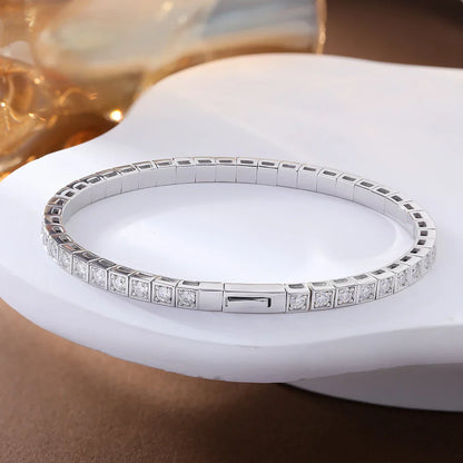 2.5mm Moissanite Tennis Bangle for Women Men S925 Silver Bezel Set Diamond Hard Bracelet With GRA Certificate Fine Jewelry Gift