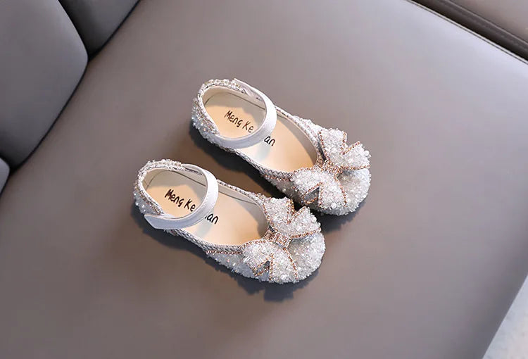 Children Princess Shoes Glitter Party Wedding Shoes for Girls Fashion Rhinestone Toddlers Ballet Flats Causal Kids Leather Shoes