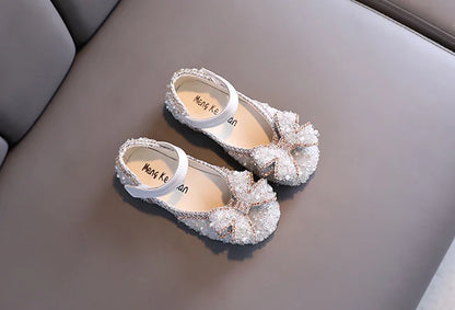 Children Princess Shoes Glitter Party Wedding Shoes for Girls Fashion Rhinestone Toddlers Ballet Flats Causal Kids Leather Shoes