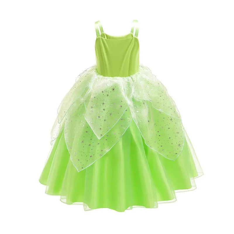 Girls Cosplay Green Fairy Tinker bell Dress Kids Princess Flower Fairy Wings Costume Party Tinkerbell Tinker Bell Dresses