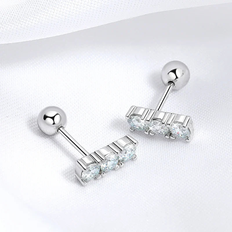 0.6CTTW Screw Buckle Moissanite Stud Earrings for Women Lab Created Diamond Wedding Jewelry S925 Sterling Silver Earring