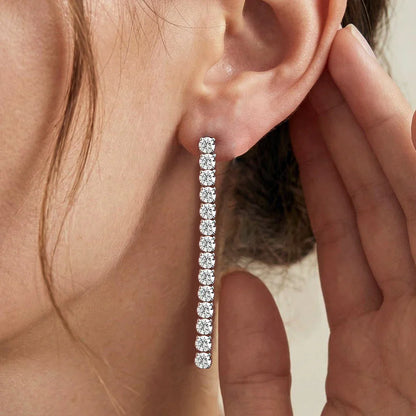 2.5/3mm Long Tassel Moissanite Tennis Drop Earrings With Certificate 100% S925 Silver Dangle Earring For Women Fine Jewelry