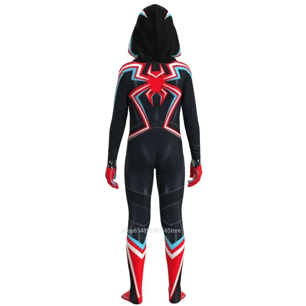 Black Spiderman 2099 Miles Morales Cosplay Costume For Kids Gift Into Verse Spider Man Bodysuit Superhero Child Jumpsuit Suit