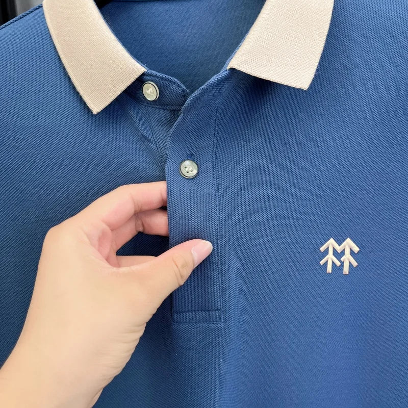 Design Brand Men's Polo Shirt Lapel Exquisite Embroid Long Sleeve Autumn New Breathable T-Shirt Business Leisure Trend Men'swear