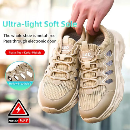 Men's Summer Breathable Safety Shoes Anti-smash Puncture-Proof Work Sneakers Fashion Footwear Comfortable Work Boots