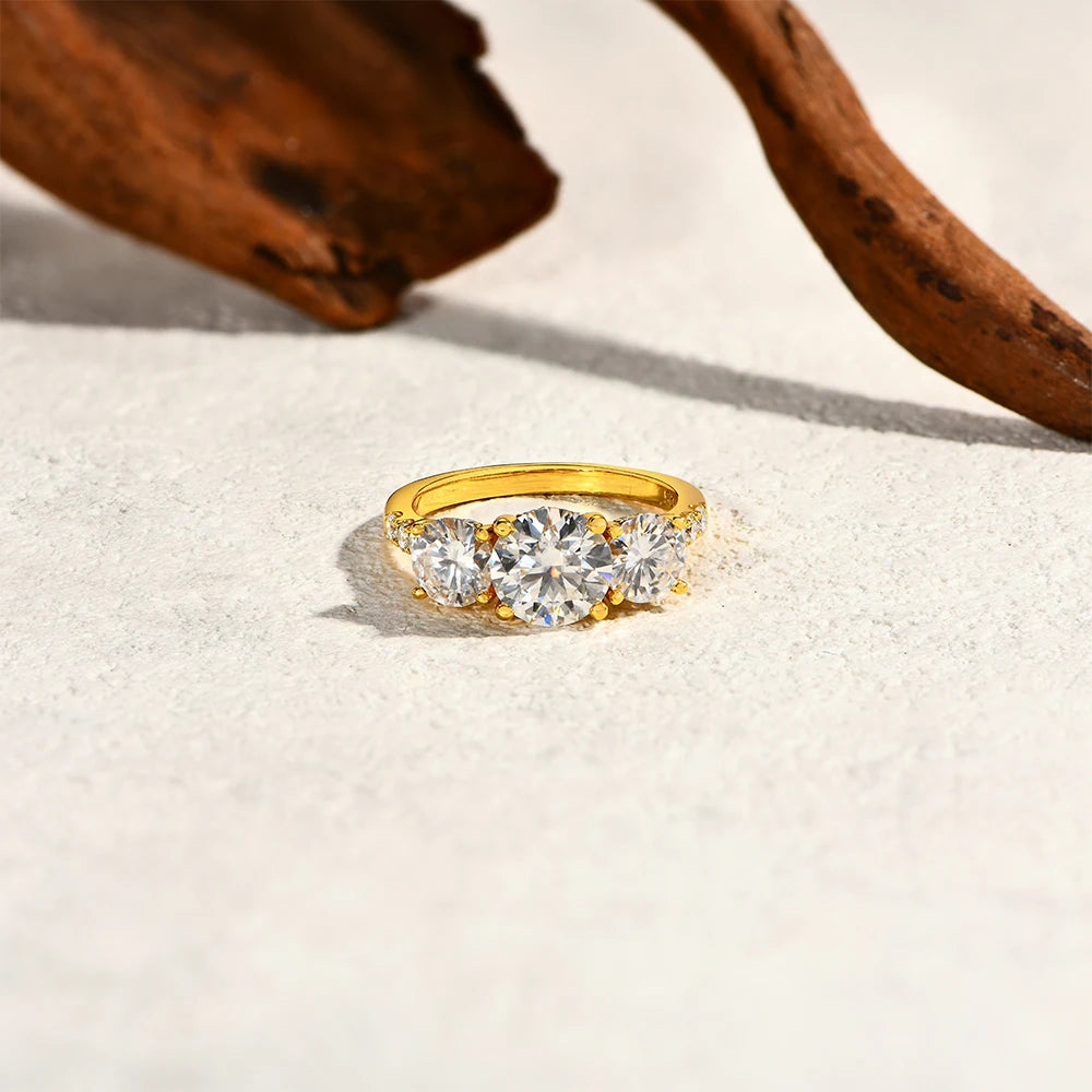 3 Stones Synthetic Moissanite Ring Elegant Design For Woman Man Wedding 925 Sterling Silver Rings Engagemen FineJewelry