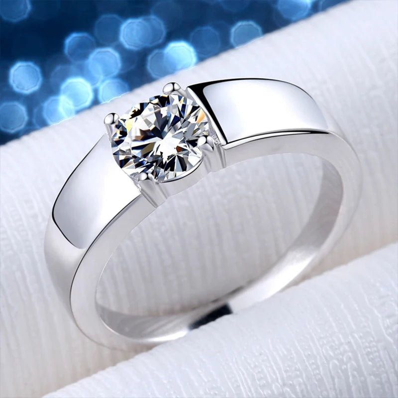 1ct 2ct D Moissanite Wedding Band Men Ring 925 Sterling Silver Engagement Rings For Man With Certificate Fine Jewelry