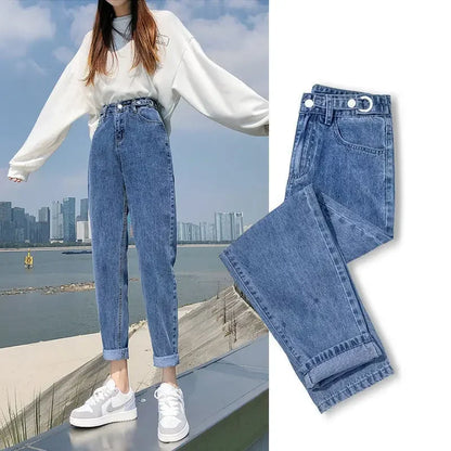 High-waisted Jeans Women's Loose-fit Nine-point Harem Trousers