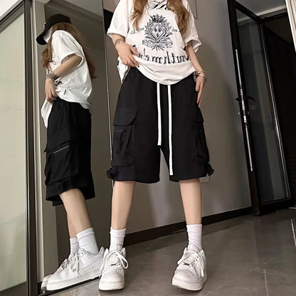 Europeans American Style Plus Size Cargo Pants High Street Hip-hop Women's Shorts Summer New Casual All-match Five-pointed Pants