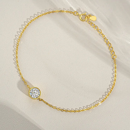 1/2CT Bezel Set Pear Oval Cut Moissanite Solitaire Link Bracelet Women S925 Silver Dainty Diamond Bridal Wrist Chain Gift
