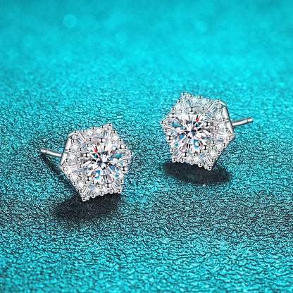 Each 0.5CT 100% Real Moissanite Stud Earrings for Women Sparkly Bride Wedding Engagement Jewelry 925 Sterling Silver
