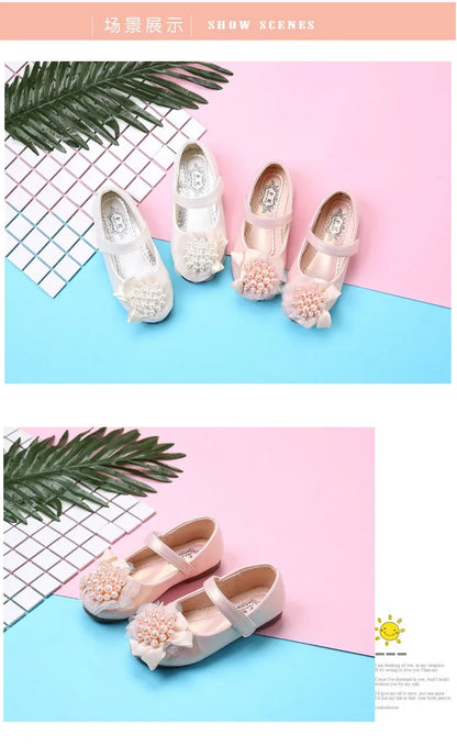 Girls Leather Shoes for Party Wedding Children Rhinestone Shoes Kids Princess Sweet Shoes 2025 Spring Autumn Brand Classic 26-38