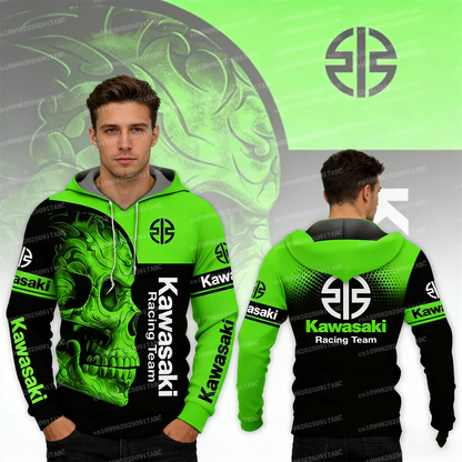 Men's Hooded Men's Sports and Leisure Wear 3D Printed Women Hoodie Adventure Fashion Motorcycle Top