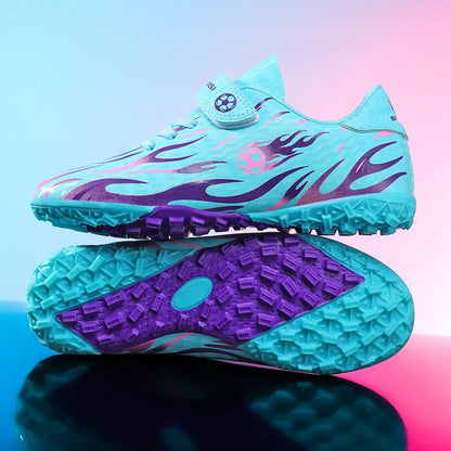 Kids Youth Soccer Shoes Boys Girls Football Cleats Velcro TF FG Training Sneakers Non-Slip Grass Artificial Grass Sport Boots
