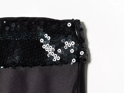 Chic Sequins Strapless Top For Women Holiday Party Tube Tops Chic Off Shoulder Fashion Solid Summer New Ladies Club Wear
