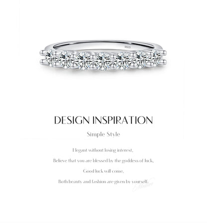 Moissanite Wedding Band 925 Sterling Silver Ring Platinum Plated Lab Diamond Stackable Crown Jewelry For Women Gifts