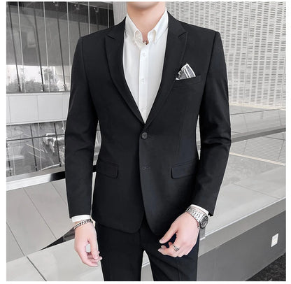 2025 Men's Business Suit Slim-fit Wedding Dress Two-piece Set M-4XL Stylish Handsome All-in-one Banquet Trousers