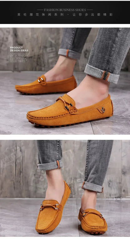 Men's Loafers Soft Lightweight Casual Driving Office Shoes Non Slip Comfortable Suede Loafers for Men Plus Size 48