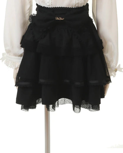Mine Style Mass-Produced Japanese Casual Laminated Ruffles Lace  Skirts 2023 Autumn Winter High Waist Corset A- Line Mini Skirt