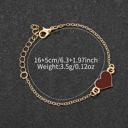 2PCS Fashion Leather Strap Quartz Wristwatches Set With Heart Bracelet Casual Simple Dial For Ladies Clock(Without Box)