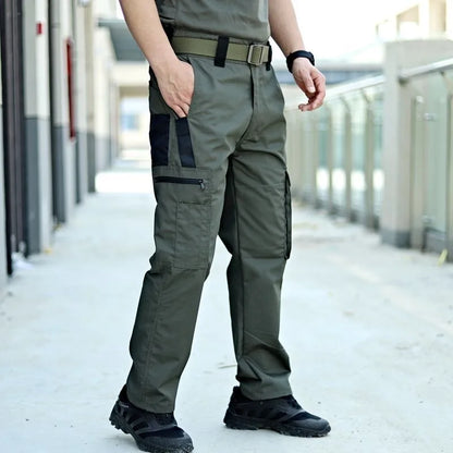 Summer Quick Dry Pants Men Tactical Cargo Trousers Outdoor Work Waterproof Cargo Trousers Multi-pocket Wear-Resistant Train Pant