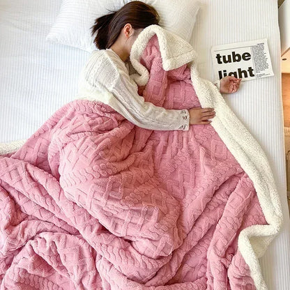 Soft Woolen Blanket for Bedding and Sofa, Warm Lamb Velvet Flannel Cover Blanket for Office, Air Conditioning and Nap