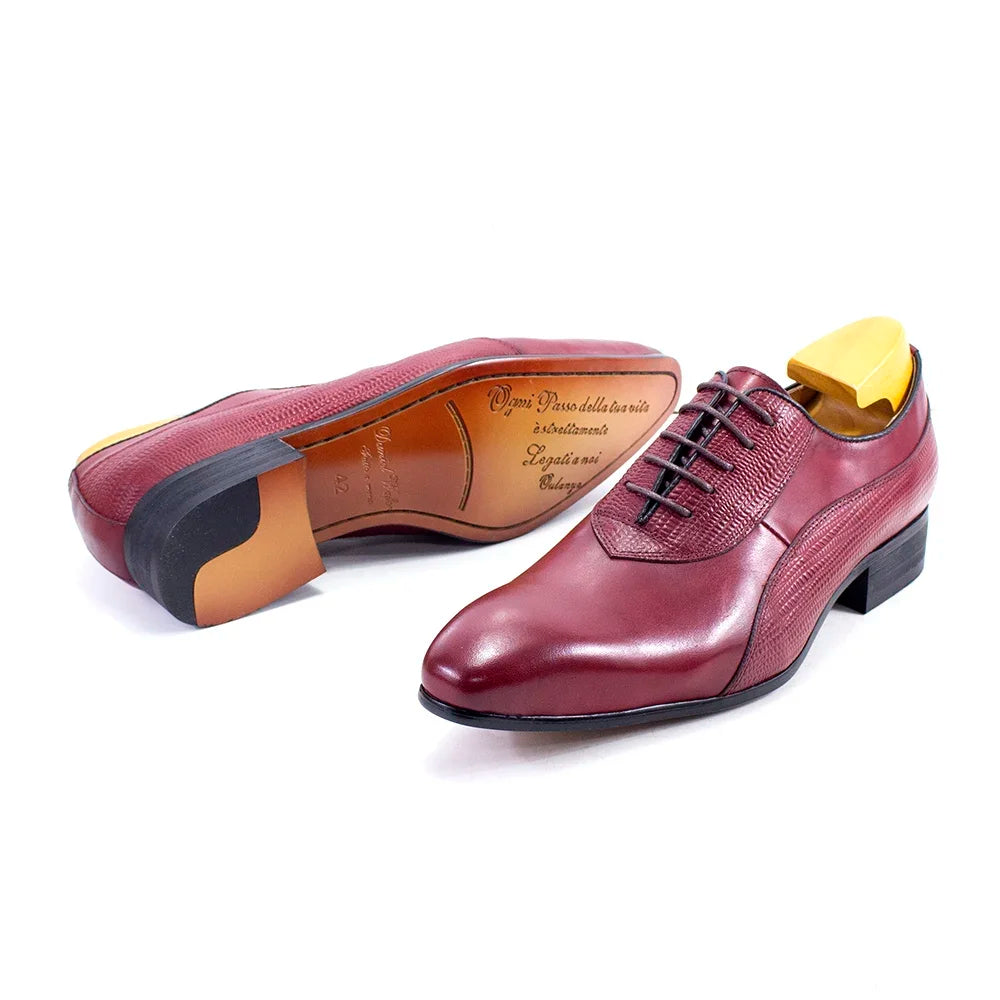 Luxury Genuine Leather Men's Dress Shoes Oxford Handmade Formal Office Business Wedding Classic Lace-Up Footwear