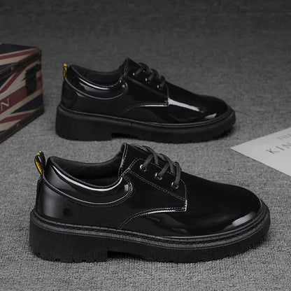 2024 Spring Autumn New Designer Men's Dress Shoes Fashion Business Formal Bright Face Patent Leather Black Derby Shoes for Men