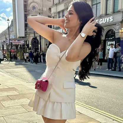 2025 Women Crop Corset Top Summer Tanks & Camis White Black Tank Top Button Off Shoulder Sleeveless Tube Top Fashion Vests