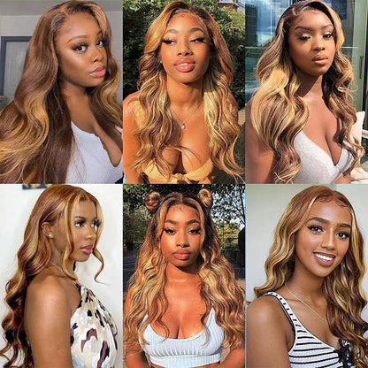 13x6 Highlight Wig Human Hair Body Wave Full HD Lace Frontal Wigs For Women Brazilian Human Hair Wig Honey Blonde Lace Front Wig