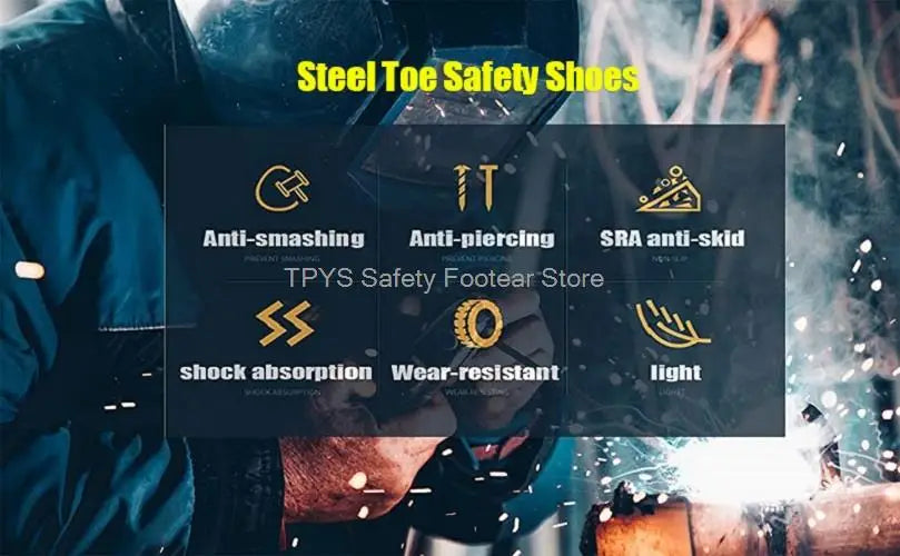 Steel Toe protection Shoes Anti smashing Anti-Puncture Men's Safety Shoes Lightweight Breathable Men's Resistant Work Shoes