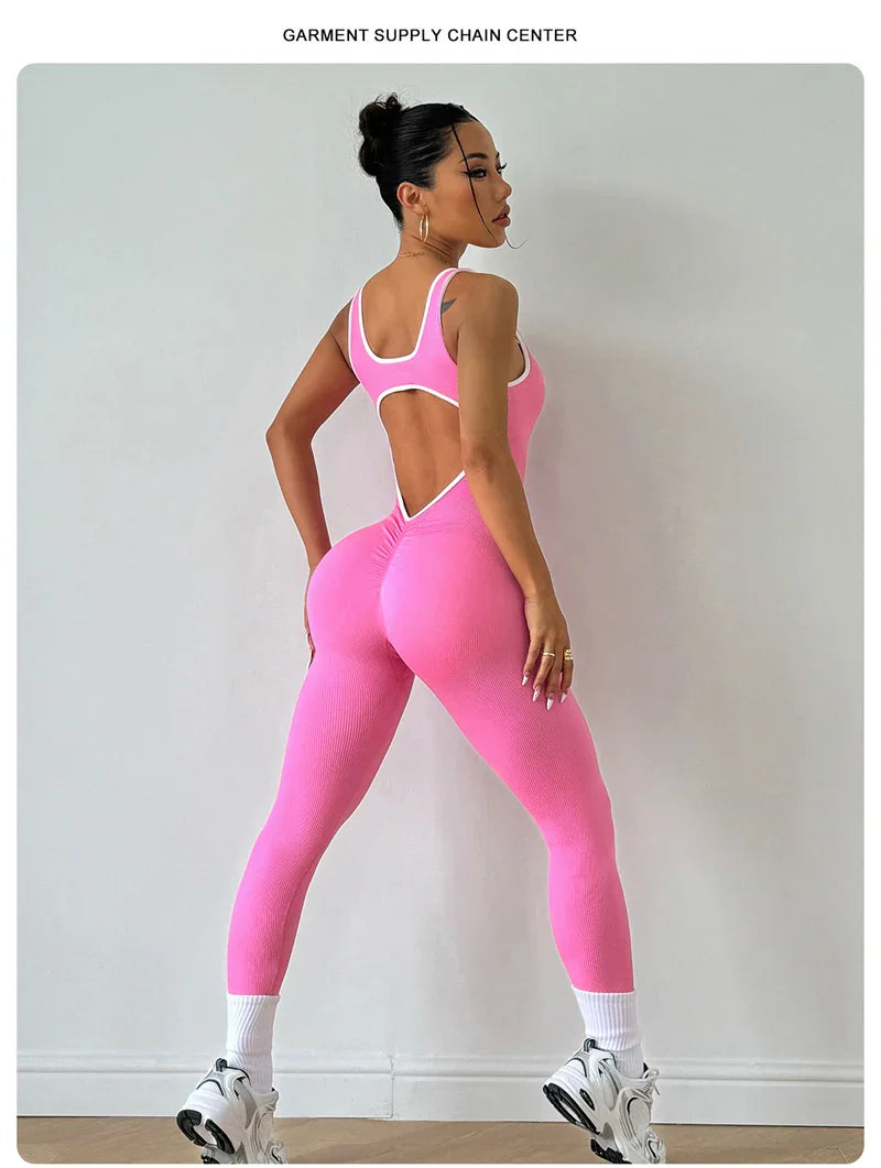Sexy Backless Jumpsuit Women Yoga Set One-piece Bodysuit For Fitness Gym Clothing Sportswear Quick-Dry Workout Sports Clothes