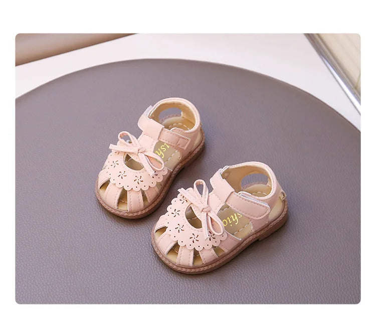 Summer Baby Girls Sandals Cut-Outs Lace Princess Shoes Children Sandals Anti Slip Soft Sole Toddler Kids Beach Shoes Size 15-25