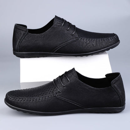 Summer Hollow Out Leather Shoes Men Luxury Italian Men Casual Handmade Moccasins Designer Breathable Boat Shoes