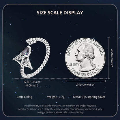 925 Sterling Silver Colorful 12 Zodiac Open Ring For Women , Rainbow Zircon Crystal Stackable Rings Girl Family Gift