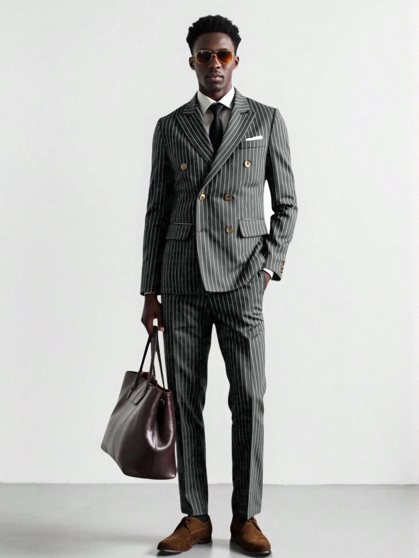 High-quality European and American Men's Clothing, Formal Suits with Stripes, Trousers for Business, Formal Dinners, Weddings