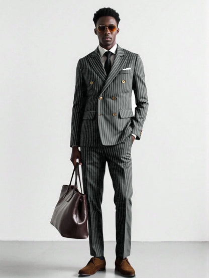 High-quality European and American Men's Clothing, Formal Suits with Stripes, Trousers for Business, Formal Dinners, Weddings