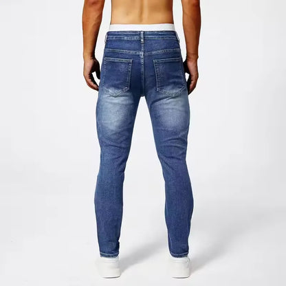 2025 Elastic Jeans Mens Small Straight Leg Denim Pants Outdoor Casual Motorcycle Pants High Street Classic High Quality Jeans