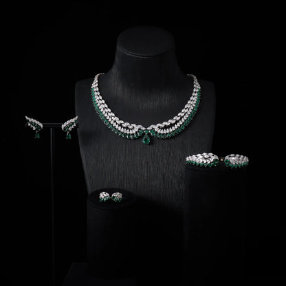 Luxury Bridal Cubic Zirconia Necklace Set for Women Dubai Jewelry Sets  Wed Jewelri Wedding & Engagement musulman ens