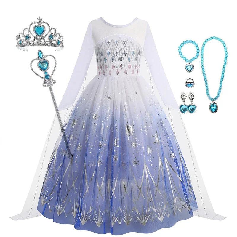 Frozen 2 Elsa Princess Girls Dress Up Snow Queen Costume Carnival Party Halloween Kids Carnival Birthday Party Clothes