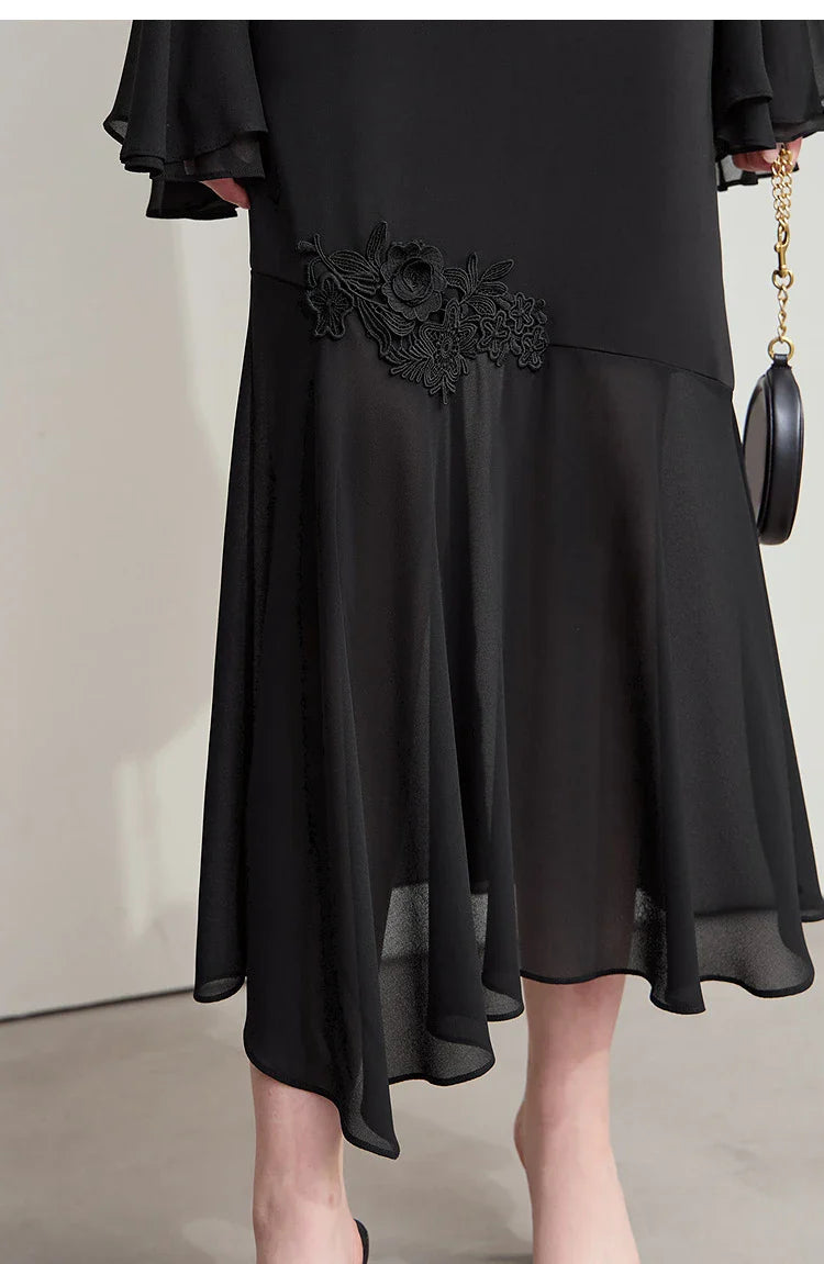 Minimalist Casual Bustier Skirt Women 2025 Summer New Office Lady Lace Slim Half-body Chiffon Fishtail Skirts 12522064
