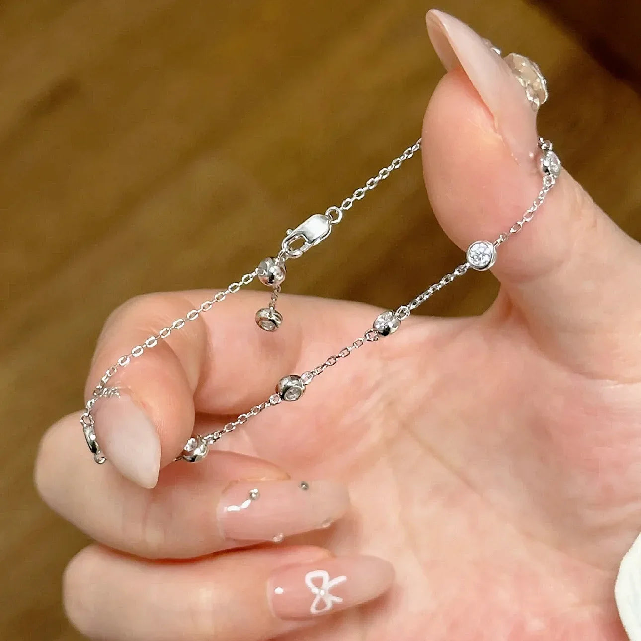 Full 0.1CT 3mm D Color Moissanite Diamond Link Bracelet for Woman 925 Silver Plated 18k Adjustable 15-20cm Chain Bracelets