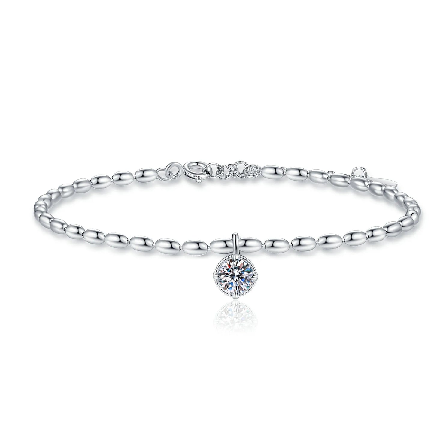 Lucky Clover GRA Certified 0.4cttw Moissanite Diamond Link Bracelet for Women 925 Silver Hand Chain Adjustable Bracelets