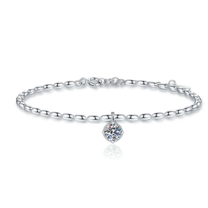 Lucky Clover GRA Certified 0.4cttw Moissanite Diamond Link Bracelet for Women 925 Silver Hand Chain Adjustable Bracelets
